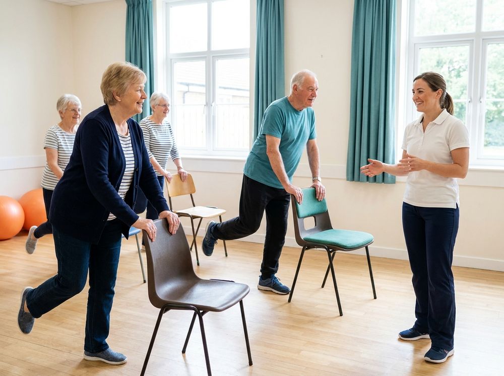 Older adults in a physio-led balance class